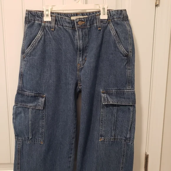 Levi's '94 Baggy Cargo Denim Jeans Pants Color Blue Womens Size 28 - Picture 4 of 12